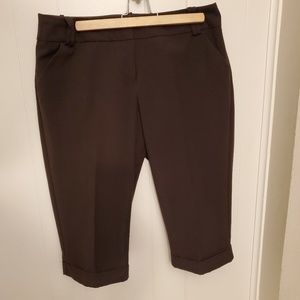 Women's dark brown cuffed, capri dress pants